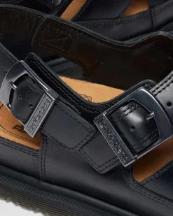 San Fisherman Leder Sandalen in Schwarz