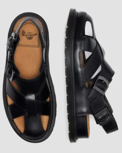 San Fisherman Leder Sandalen in Schwarz