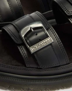 San Two Strap Leder Sandalen in Schwarz