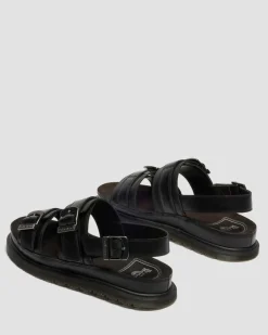 San Two Strap Leder Sandalen in Schwarz