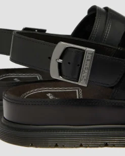 San Two Strap Leder Sandalen in Schwarz