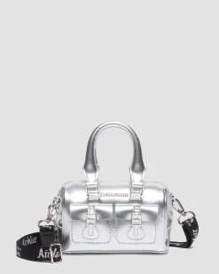 Silver Metallic Patent Lamper Mini Top Handle Tasche in Silber