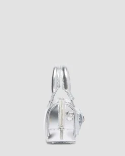 Silver Metallic Patent Lamper Mini Top Handle Tasche in Silber