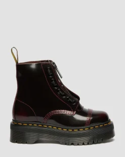 Sinclair Arcadia Leder Plateaustiefel in Cherry Red