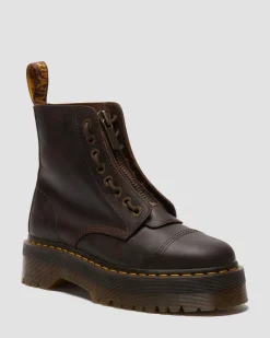 Sinclair Crazy Horse Leder Plateaustiefel in Dunkelbraun