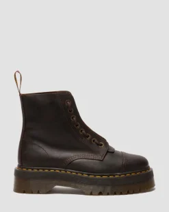 Sinclair Crazy Horse Leder Plateaustiefel in Dunkelbraun