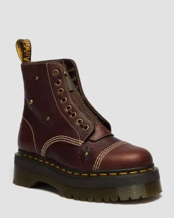 Sinclair Flower Grizzly Leder Plateaustiefel in Dunkelbraun