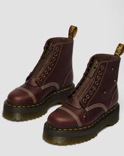 Sinclair Flower Grizzly Leder Plateaustiefel in Dunkelbraun