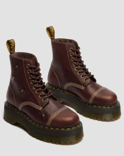 Sinclair Flower Grizzly Leder Plateaustiefel in Dunkelbraun