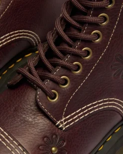 Sinclair Flower Grizzly Leder Plateaustiefel in Dunkelbraun