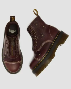 Sinclair Flower Grizzly Leder Plateaustiefel in Dunkelbraun