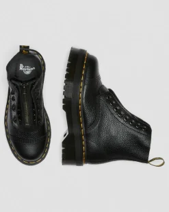 Sinclair Gemilltes Nappaleder Plateaustiefel in Schwarz