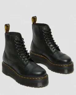 Sinclair Gemilltes Nappaleder Plateaustiefel in Schwarz
