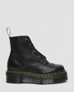 Sinclair Gemilltes Nappaleder Plateaustiefel in Schwarz