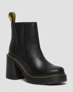Spence Leder Chelsea-Stiefel mit Absatz in Schwarz