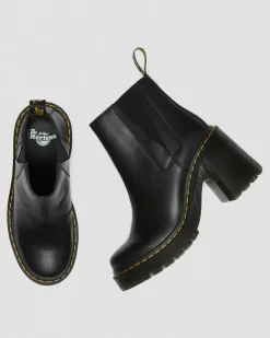 Spence Leder Chelsea-Stiefel mit Absatz in Schwarz