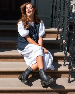 Spence Leder Chelsea-Stiefel mit Absatz in Schwarz