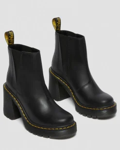 Spence Leder Chelsea-Stiefel mit Absatz in Schwarz