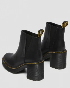 Spence Leder Chelsea-Stiefel mit Absatz in Schwarz