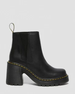 Spence Leder Chelsea-Stiefel mit Absatz in Schwarz