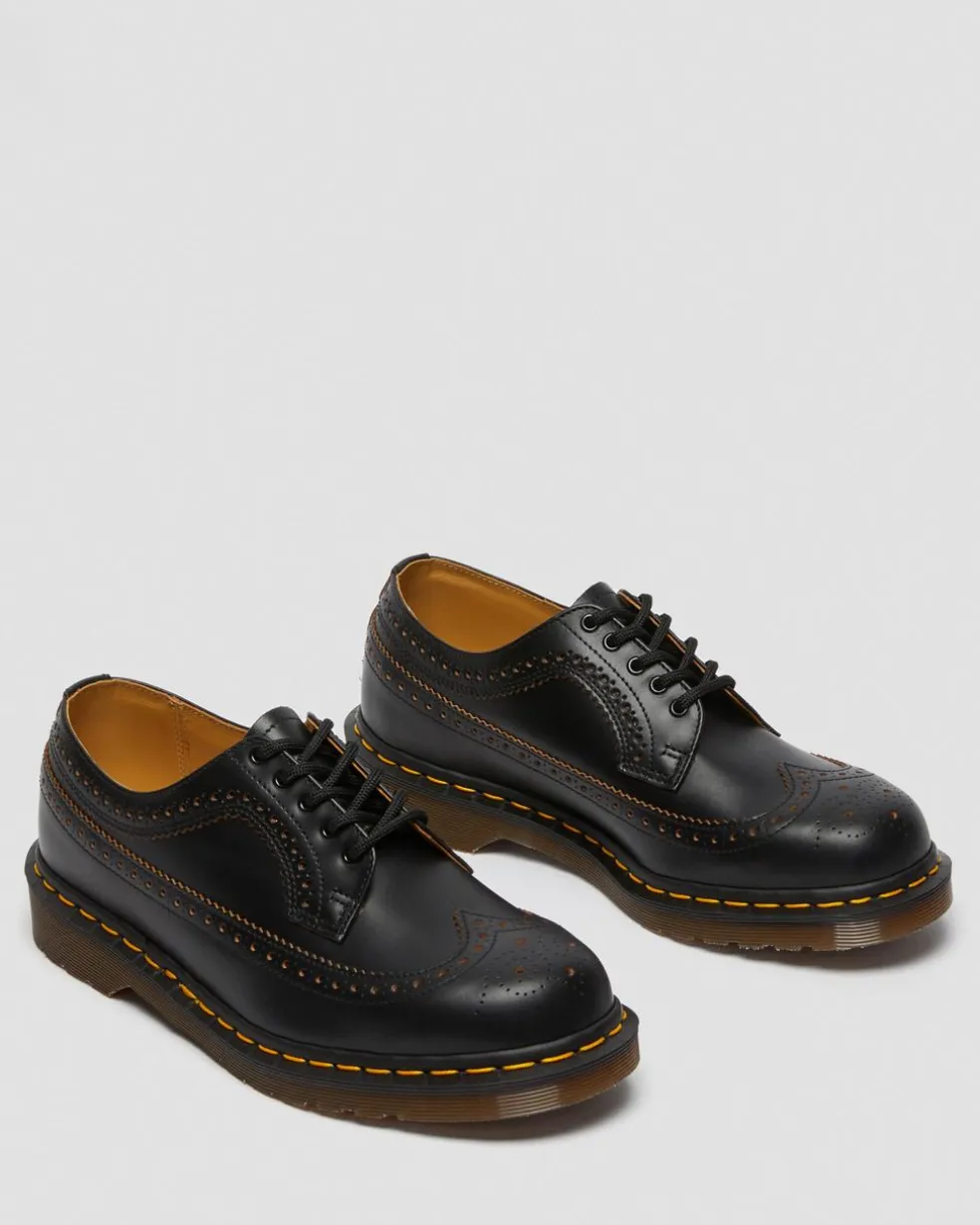 Vintage 3989 Quilon Leder Brogue Schuhe in Schwarz