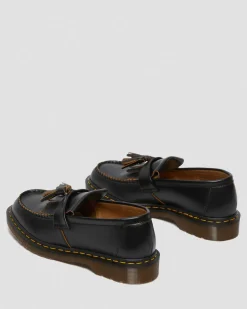 Vintage Adrian Quilon Leder Tassel Loafer in Schwarz