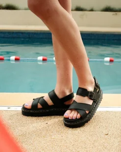 Voss II Athena Leder Riemensandalen in Schwarz