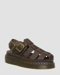 Wrenlie Leder Fisherman Sandalen in Dunkelbraun