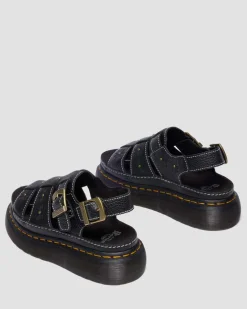 Wrenlie Open Toe Nappa Leder Fisherman Plateausandalen in Schwarz