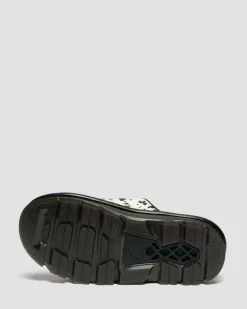 Zebzag Dalmatian Hair On Leder Plateau Slides in Creme & Schwarz
