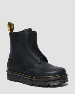 Zebzag Laceless Slip On Leder Stiefel in Schwarz