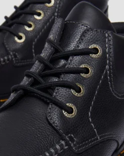 Zebzag Leder Casual 4-Ösen Schnürstiefel in Schwarz