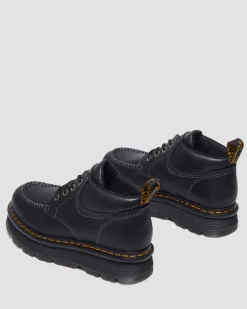 Zebzag Leder Casual 4-Ösen Schnürstiefel in Schwarz