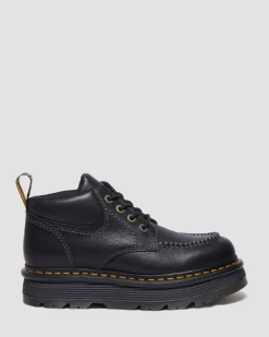 Zebzag Leder Casual 4-Ösen Schnürstiefel in Schwarz