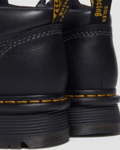 Zebzag Leder Casual 4-Ösen Schnürstiefel in Schwarz