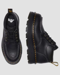 Zebzag Leder Casual 4-Ösen Schnürstiefel in Schwarz