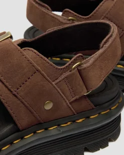 Zebzag Nubuck Plateausandalen in Sepia Braun