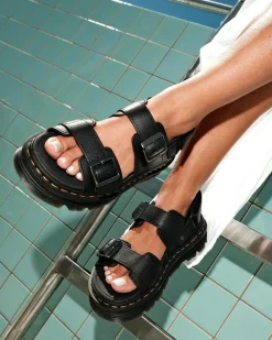 Zebzag Pisa Leder Plateausandalen in Schwarz