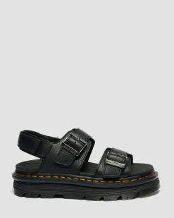 Zebzag Pisa Leder Plateausandalen in Schwarz