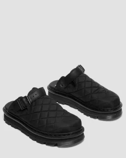 Zebzag Quilted Canvas Plateau Mules in Schwarz