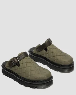 Zebzag Quilted Canvas Plateau Mules in Dms Olivgrün