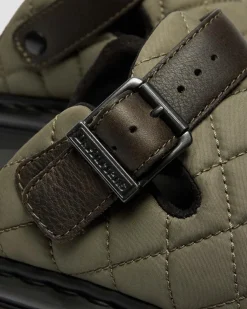 Zebzag Quilted Canvas Plateau Mules in Dms Olivgrün