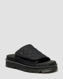 Zebzag Quilted Canvas Plateau Slides in Schwarz