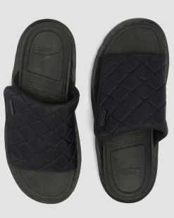 Zebzag Quilted Canvas Plateau Slides in Schwarz