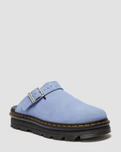 Zebzag Wildleder Casual Slingback Plateau Mules in Cornflower Blau