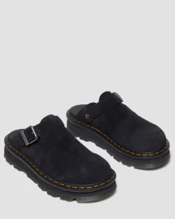 Zebzag Wildleder Casual Slingback Plateau Mules in Schwarz