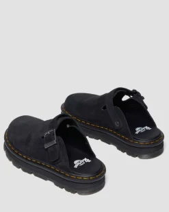 Zebzag Wildleder Casual Slingback Plateau Mules in Schwarz