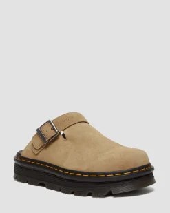 Zebzag Wildleder Casual Slingback Plateau Mules in Tan