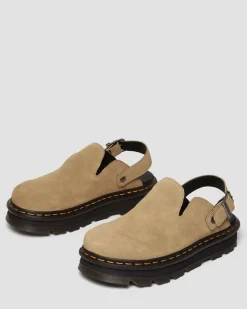 Zebzag Wildleder Casual Slingback Plateau Mules in Tan