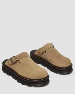 Zebzag Wildleder Casual Slingback Plateau Mules in Tan